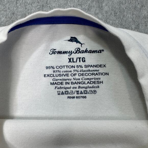 Tommy Bahama T-Shirt Men XL Pullover White Short Sleeve Stretch Blue Marlin Logo - Picture 5 of 9